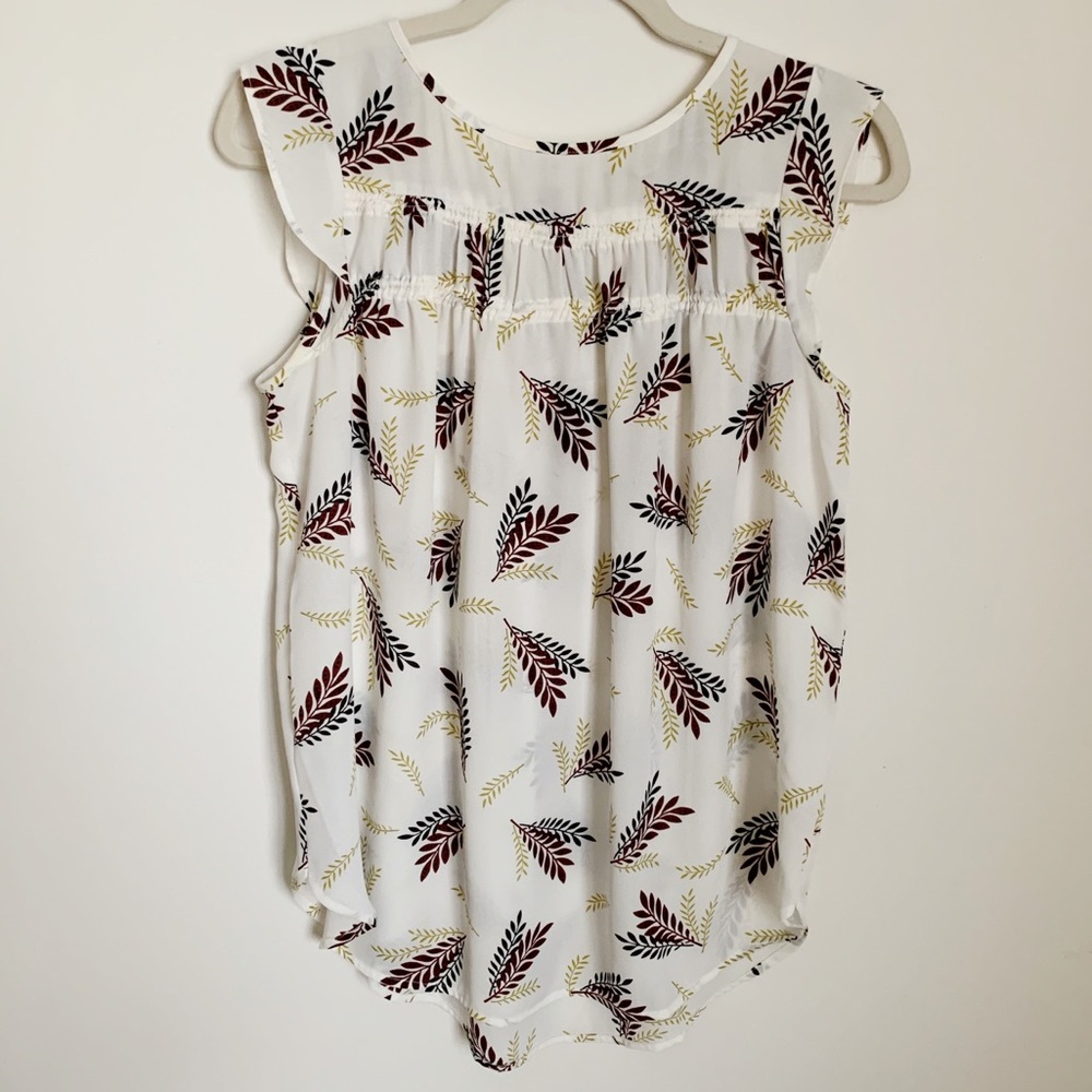 🍂 🍁✨Loft Autumn Leaves Ruffle Sleeve Tank Women’s S
